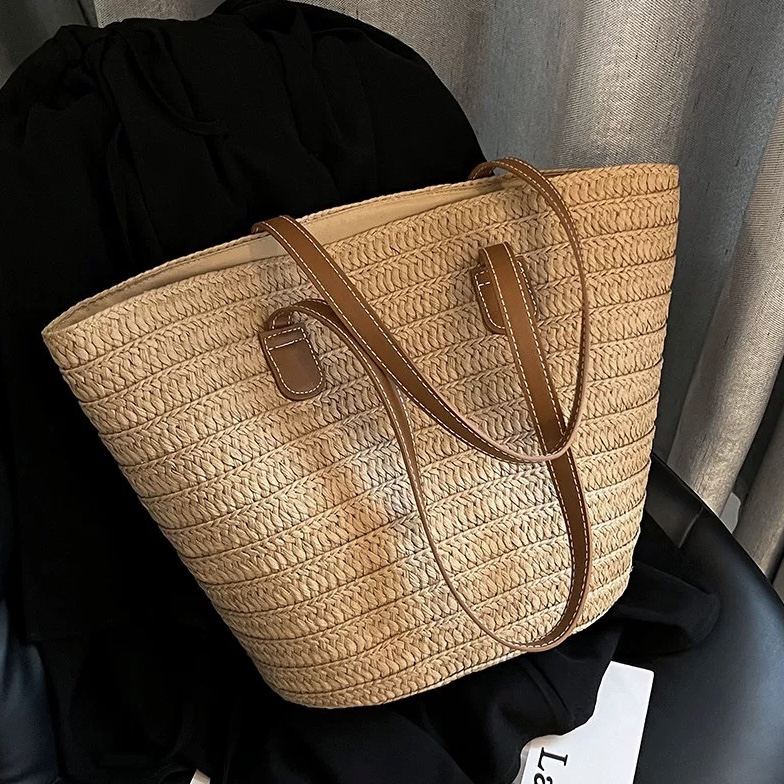 草编包包女大容量2025新款时尚百搭编织单肩托特包度假沙滩包夏季