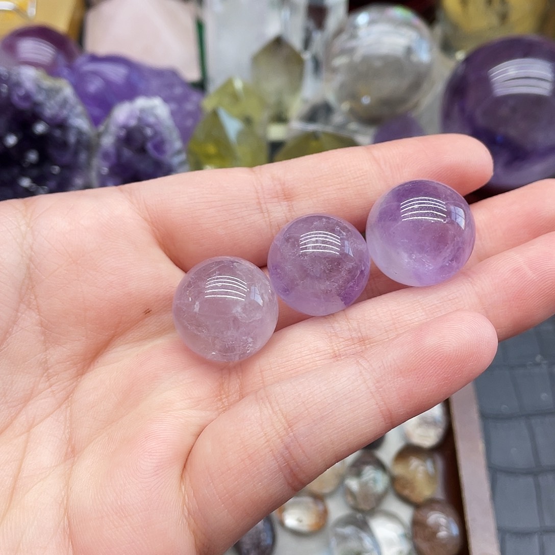 未镶嵌水晶珠宝半成品57紫水晶三颗