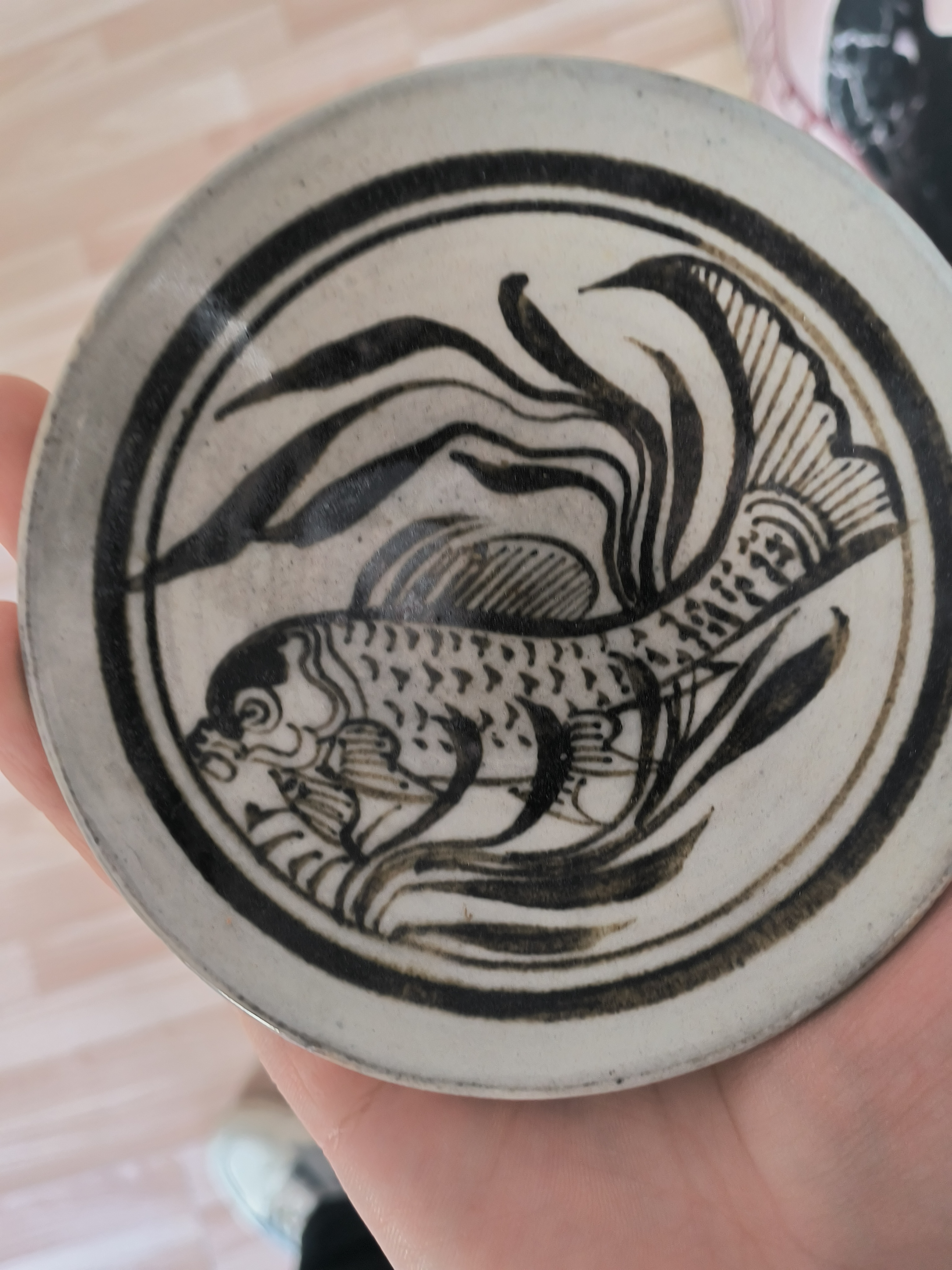 磁州窑系列画鱼盘子碗手绘陶瓷