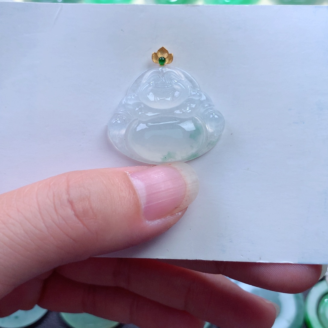 翡翠吊坠(不含链)18K金镶嵌