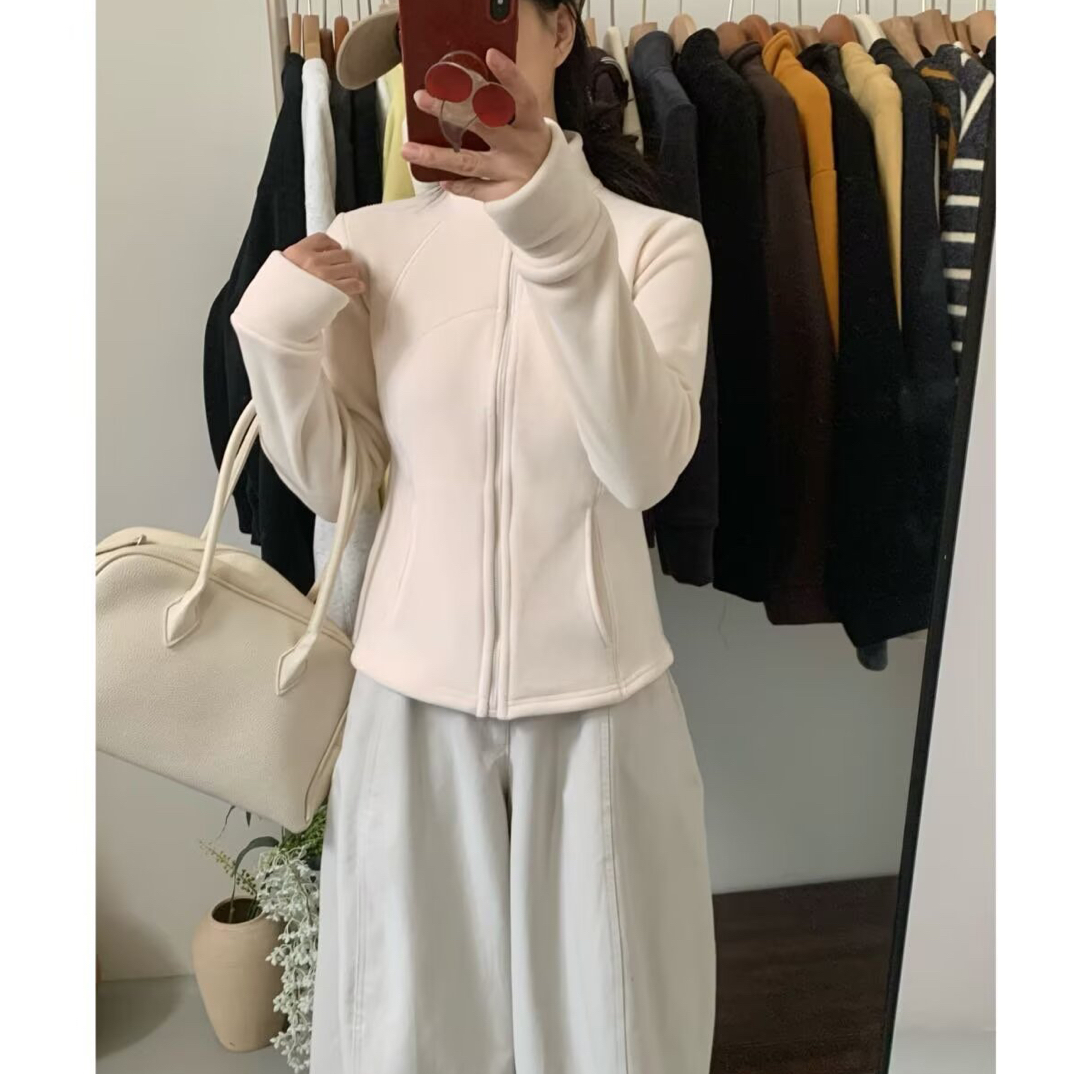 【双面奥粒2.0】绒立领卫衣外套女秋冬保暖抓绒修身显瘦上衣11049