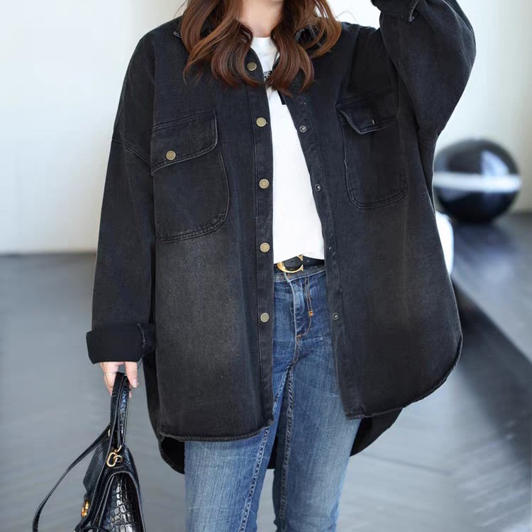 (柚子同款)新款宽松时尚加绒牛仔外套3159