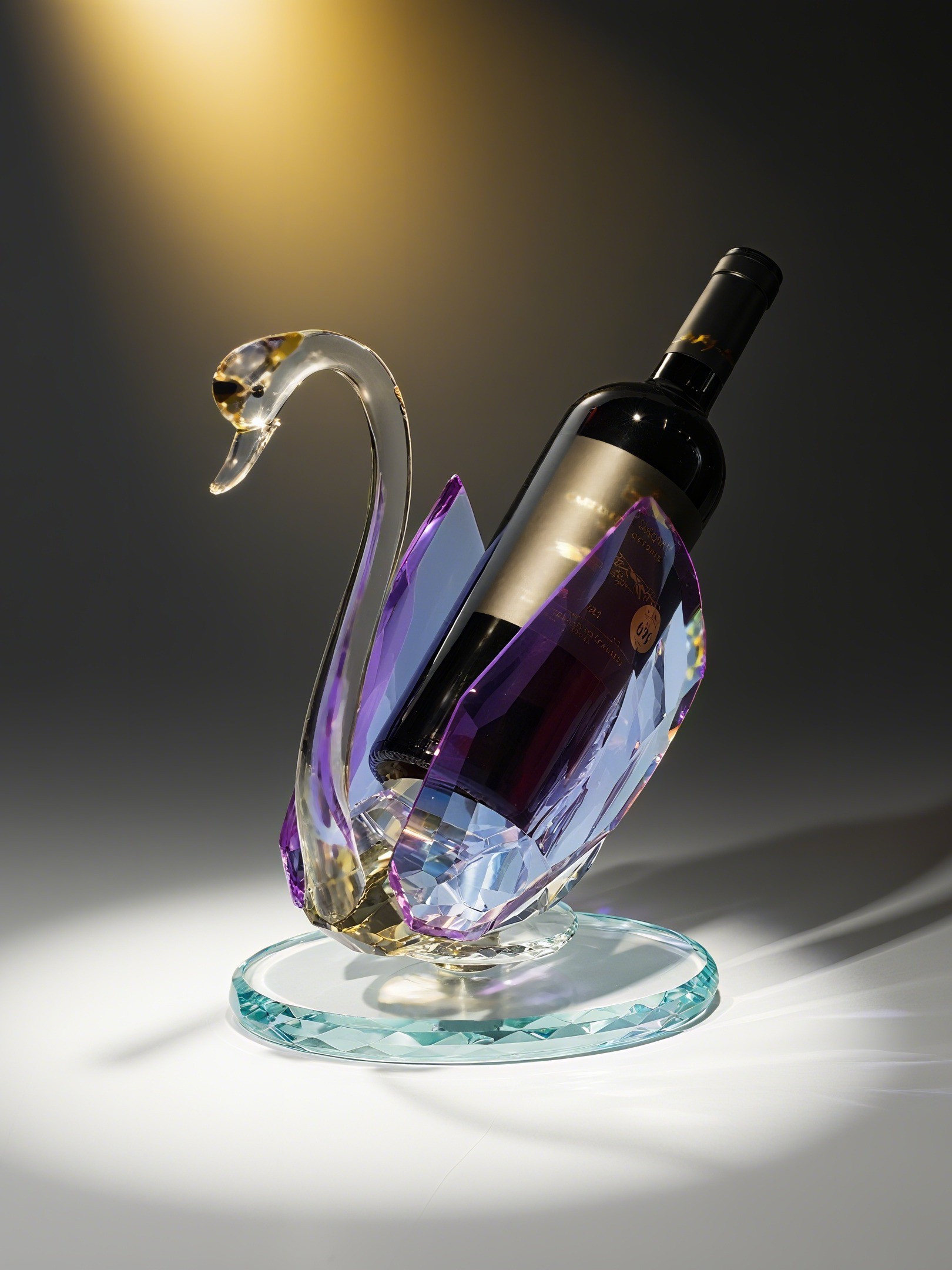 K9水晶天鹅旋转摆件高档送礼品家居红酒拖水晶红酒架