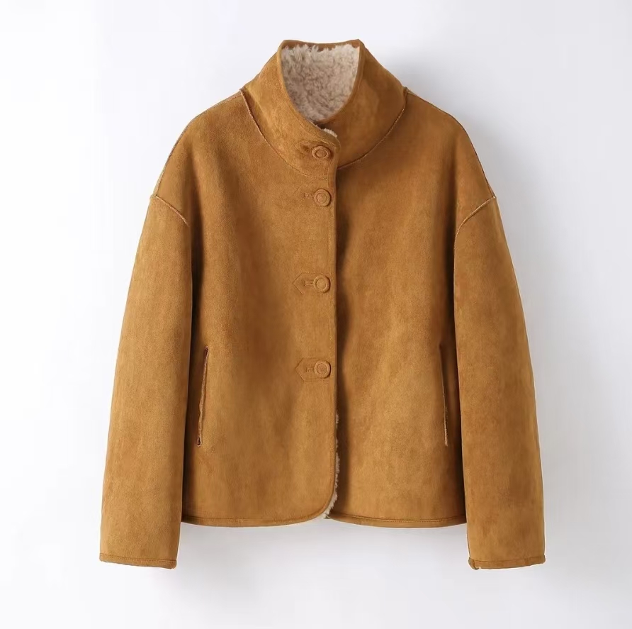 2025冬季短款100%羊毛外套双面外穿宽松显瘦时尚加厚保暖