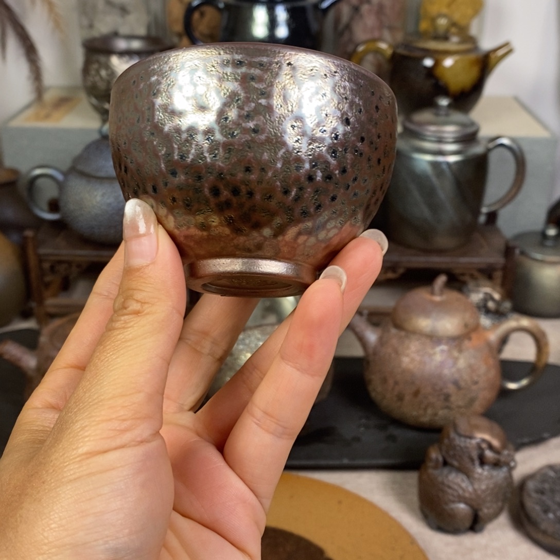 建水紫陶柴烧主人杯微微瑕