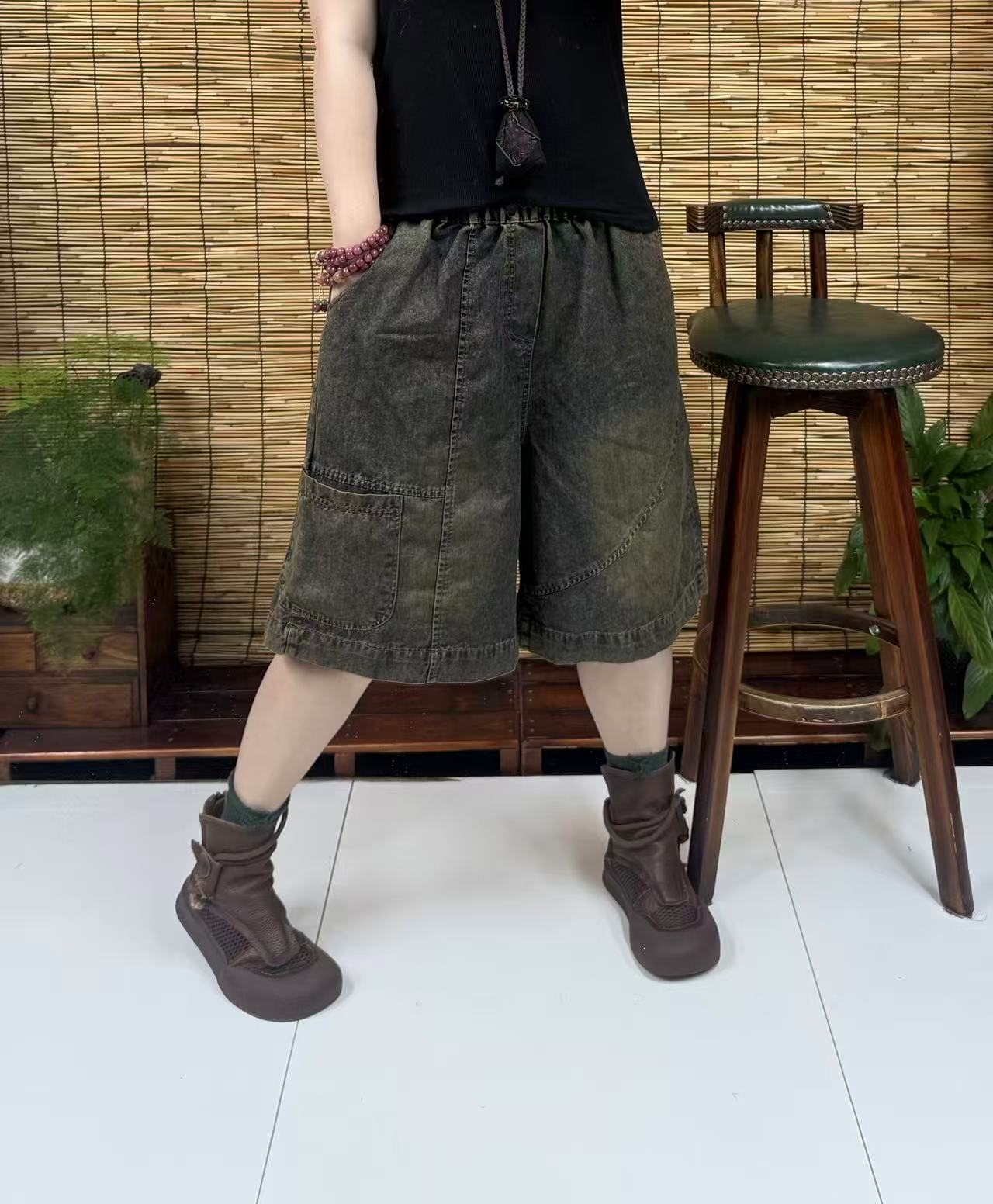 26013炒色左边裤腿口袋薄牛仔裤（长60左右，90-160斤）