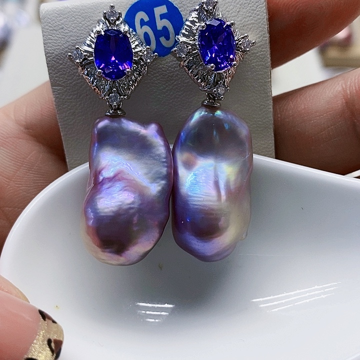 银S925镶嵌耳饰淡水珍珠