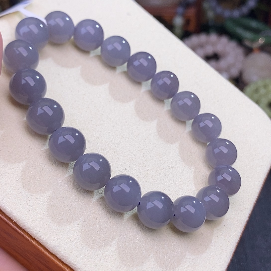 和田玉未镶嵌烟紫冰底葡萄紫手链天花板约10