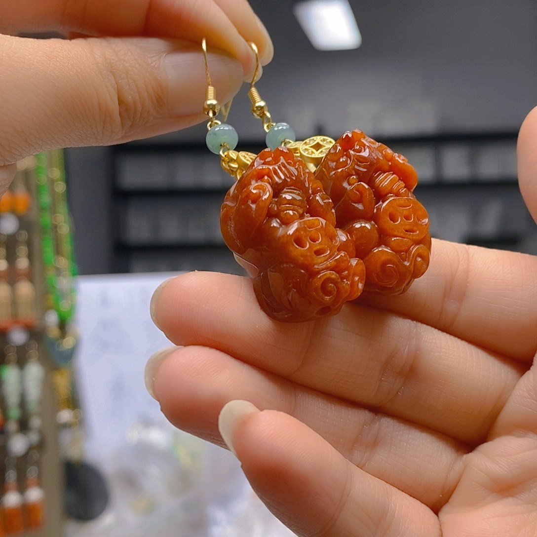 翡翠合金耳饰翡翠