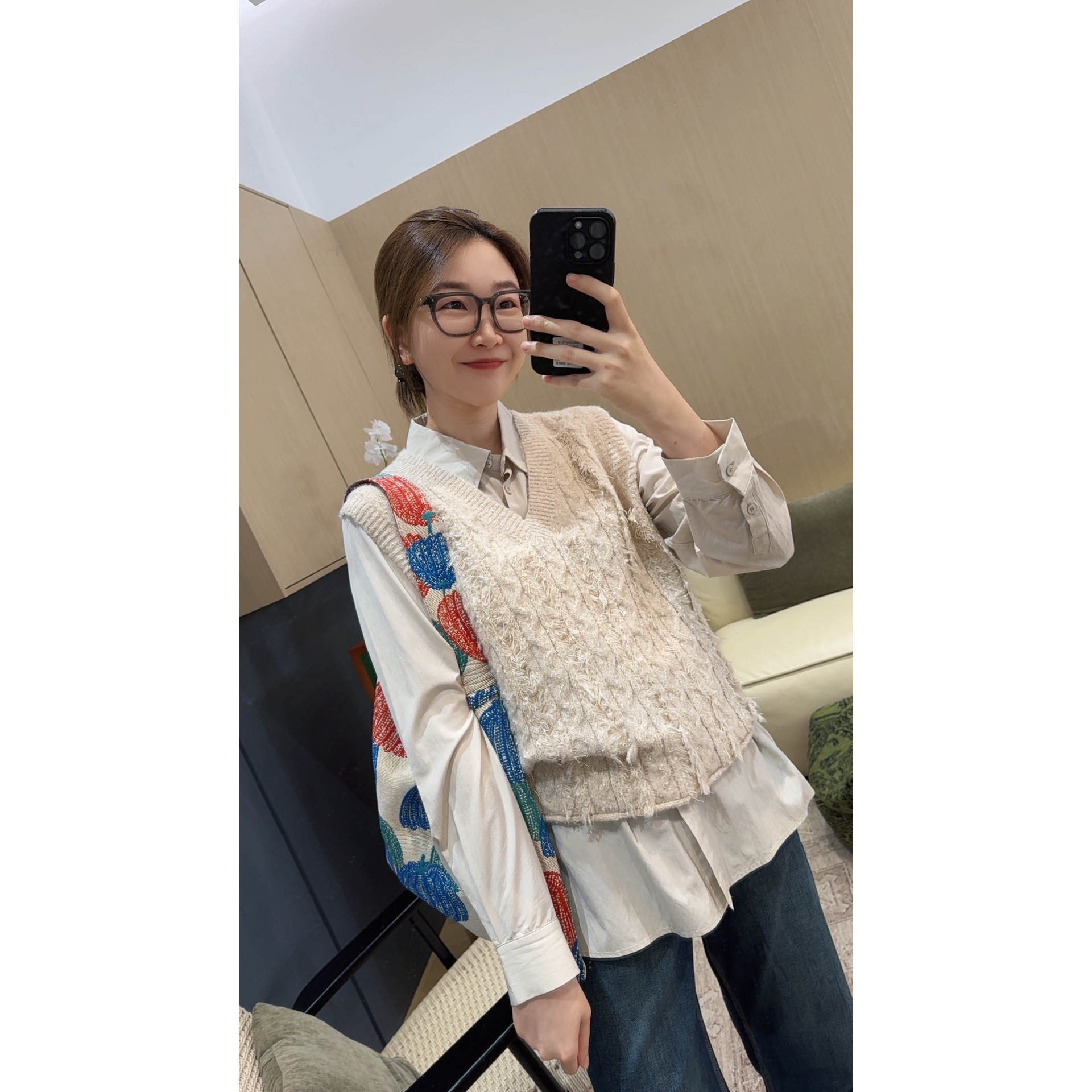 072 & RICE【云朵马甲】绵羊毛 秋季休闲V领无袖针织 31FH03 FF1212