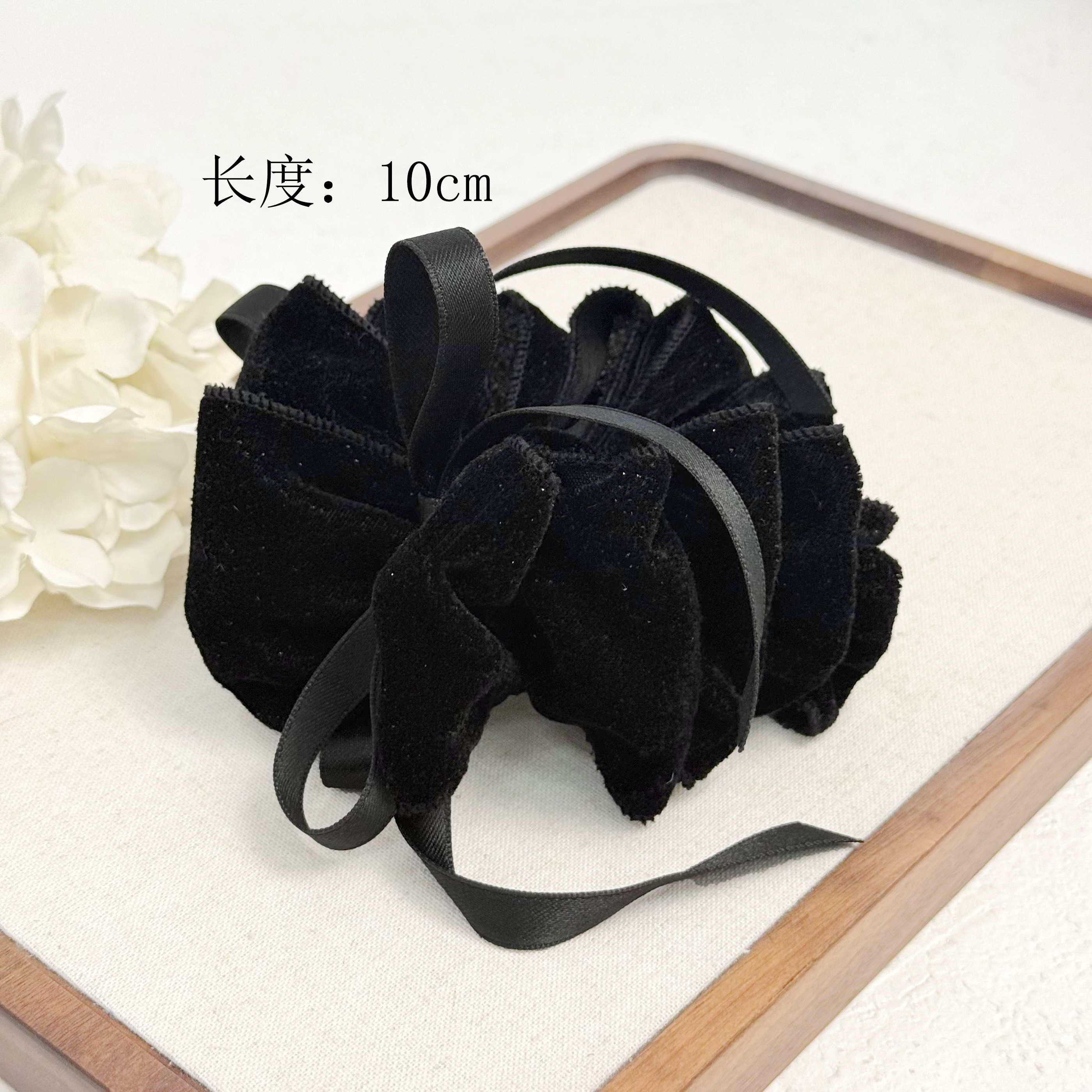 BAOSHATI/宝莎缇F-818复古丝绒飘带蝴蝶结褶皱香蕉夹