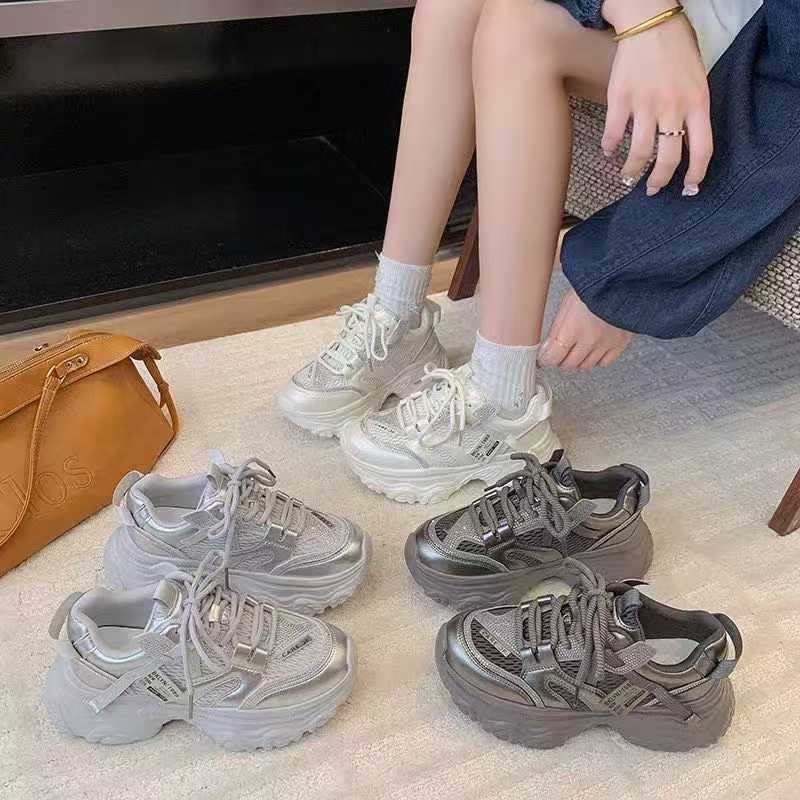 秋冬新款厚底潮流时尚加水钻老爹鞋