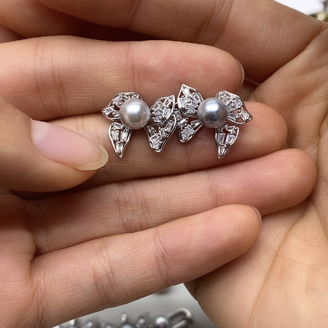 银S925镶嵌耳饰海水珍珠