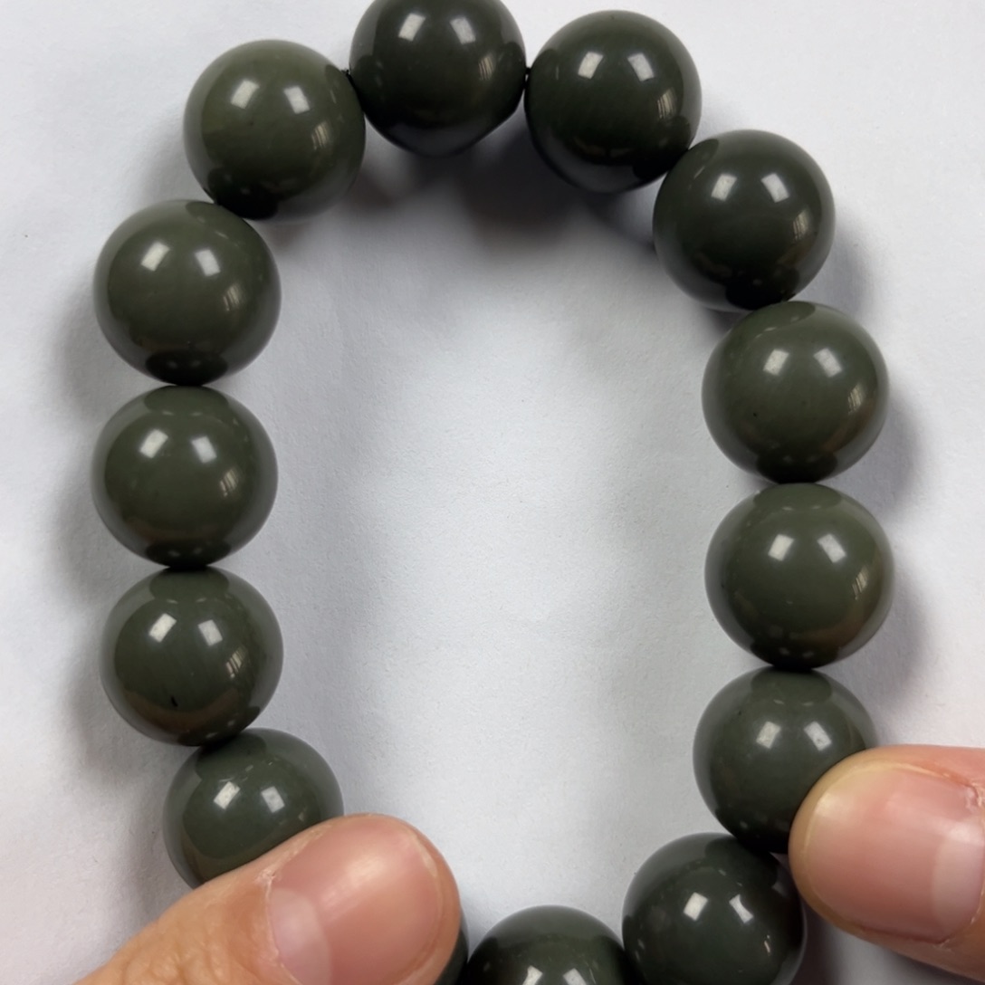 和田玉手链未镶嵌卡16圆珠