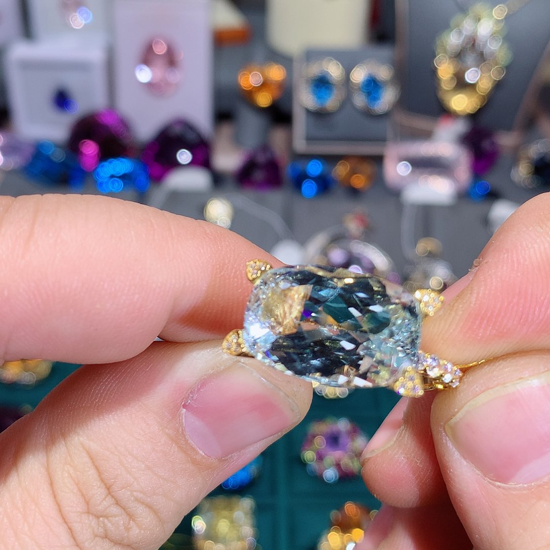 托帕石戒指银S925镶嵌戒指