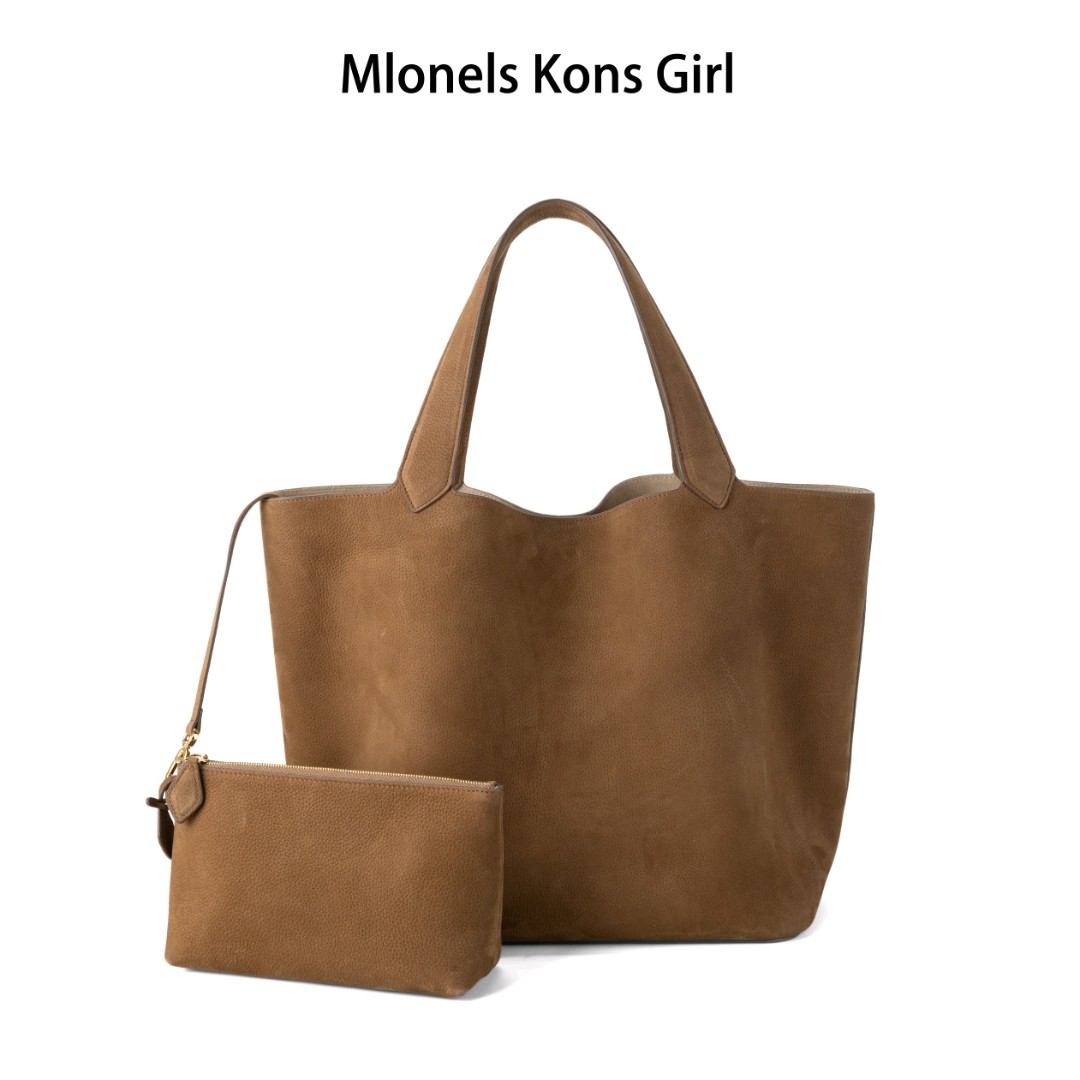 麂皮大托特包水桶包卡其色慵懒风女包