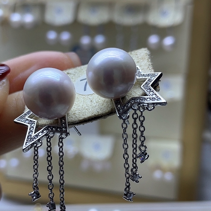 淡水珍珠耳饰银S925镶嵌