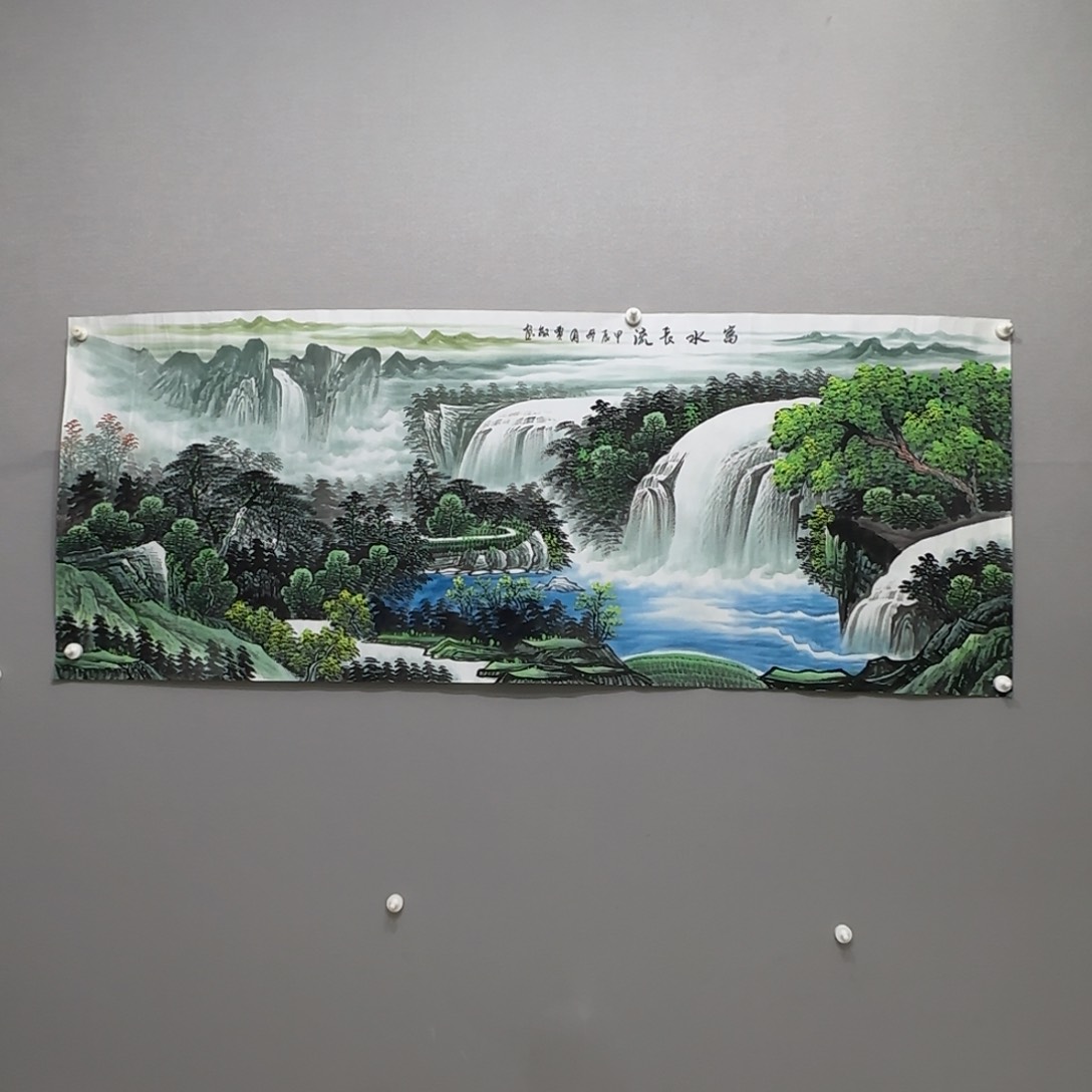 国画横幅六尺精品富水长流贾敏