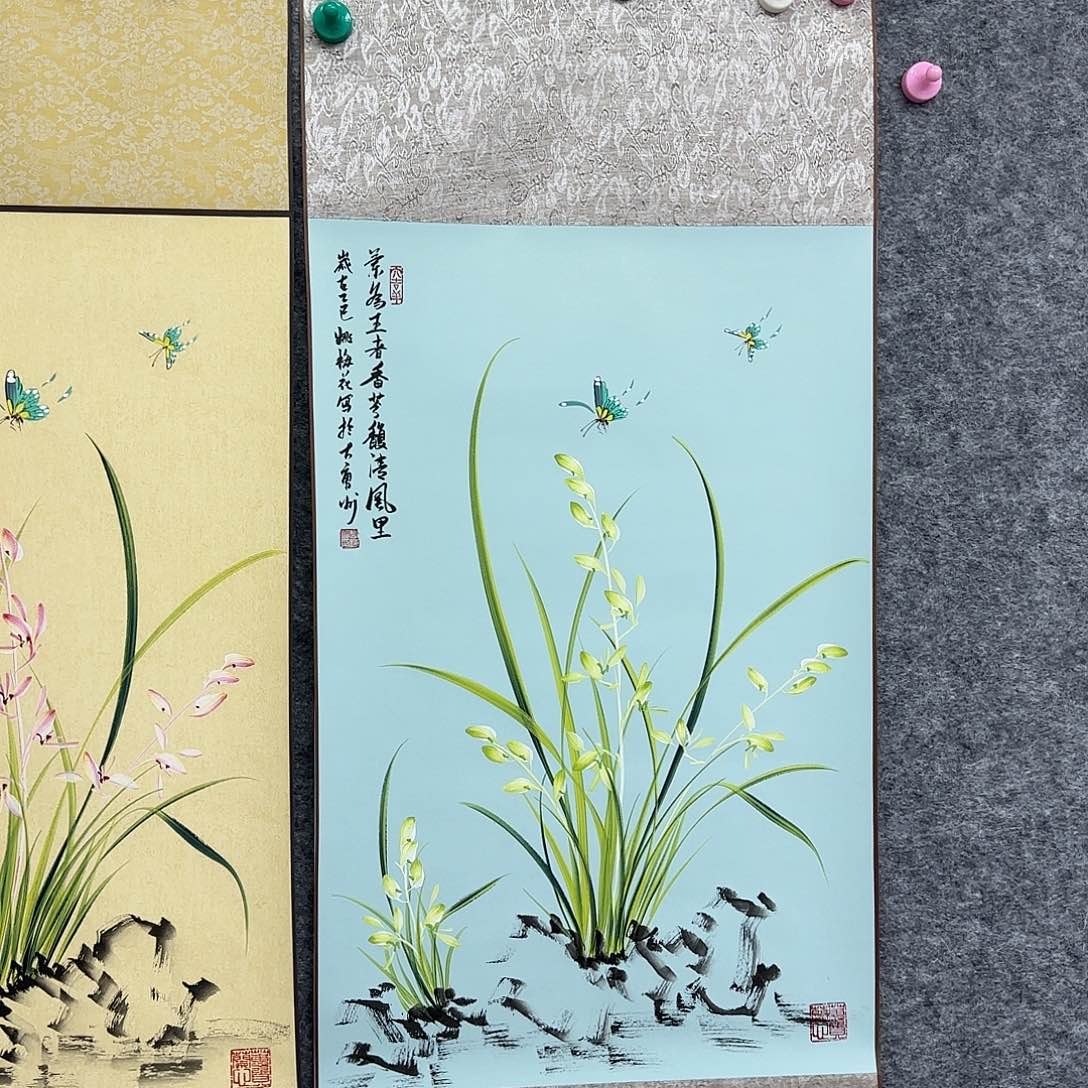 国画国画立体兰花