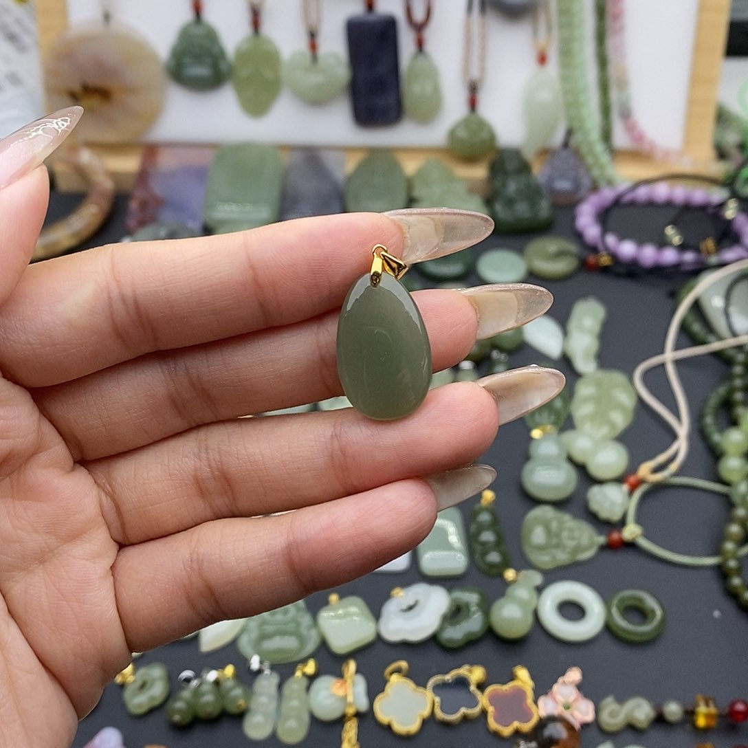 和田玉吊坠(不含链)银S925镶嵌