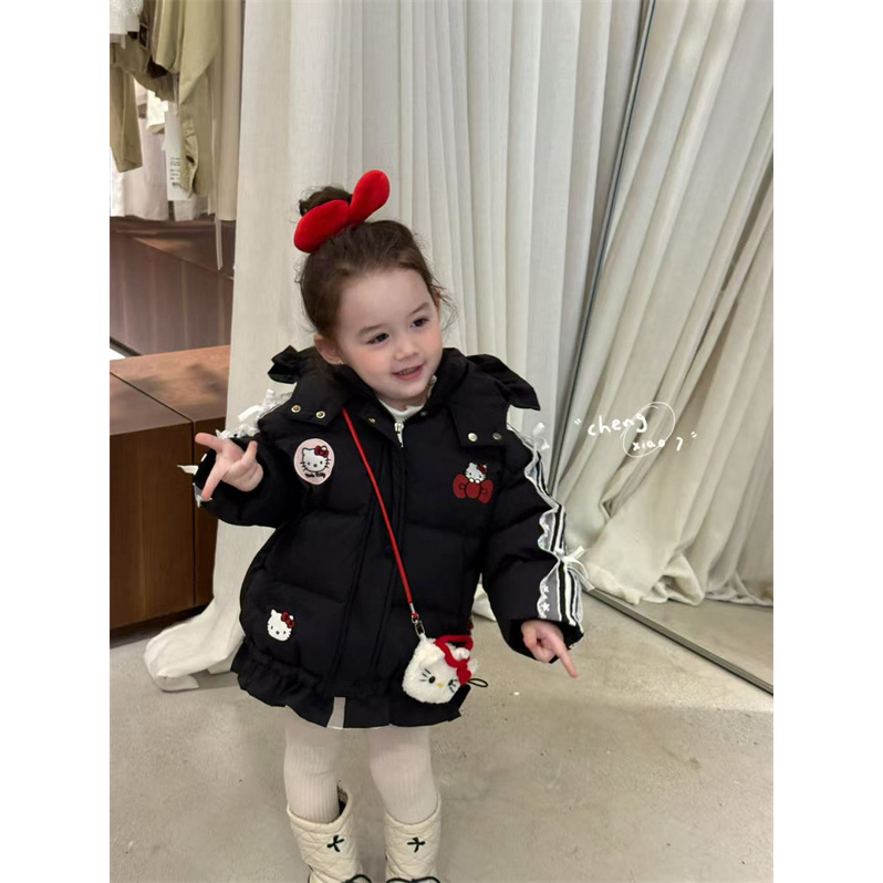  【单件羽绒服】橙小7·25冬~卡通绣羽绒服XQ55538（童装汉服）黑色