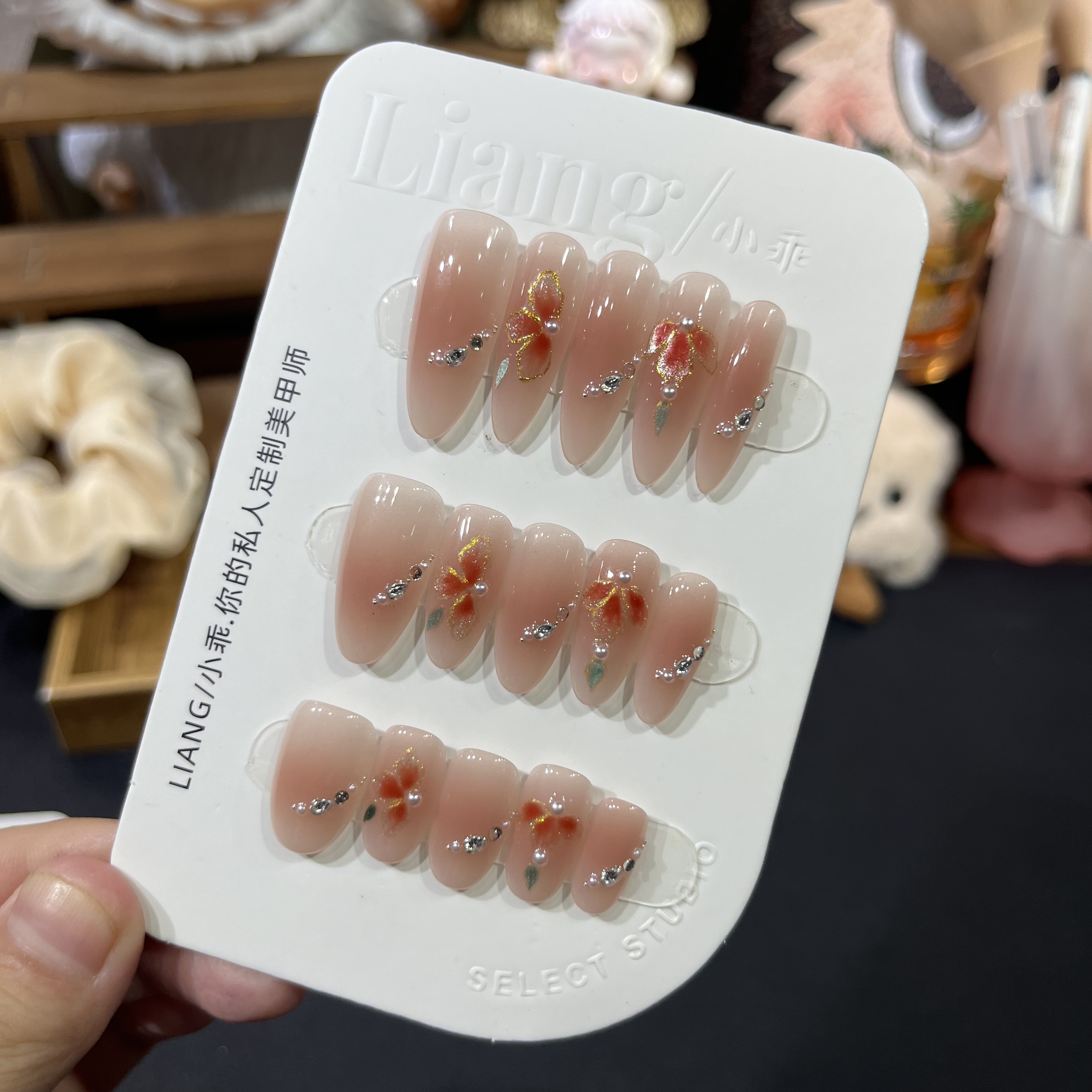 【牡丹花丛plus】高端 纯手工 定制 穿戴甲 轻奢美甲显白气质穿戴式