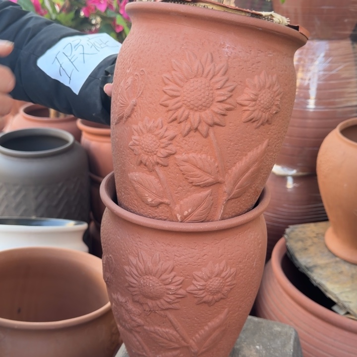 紫砂花盆口19高24宜兴紫砂 