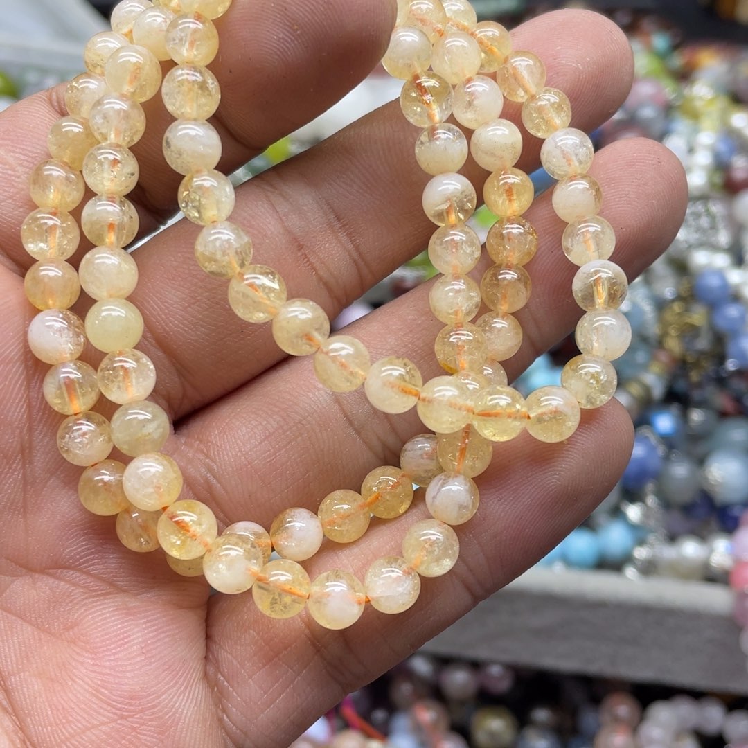烟晶手链银S800镀金镶嵌