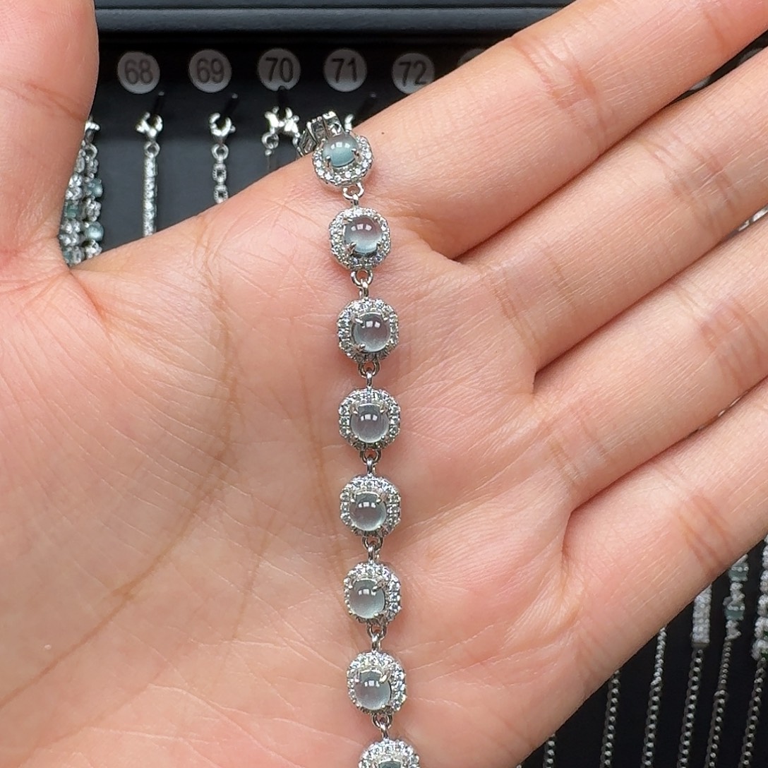 翡翠银S925镶嵌手链