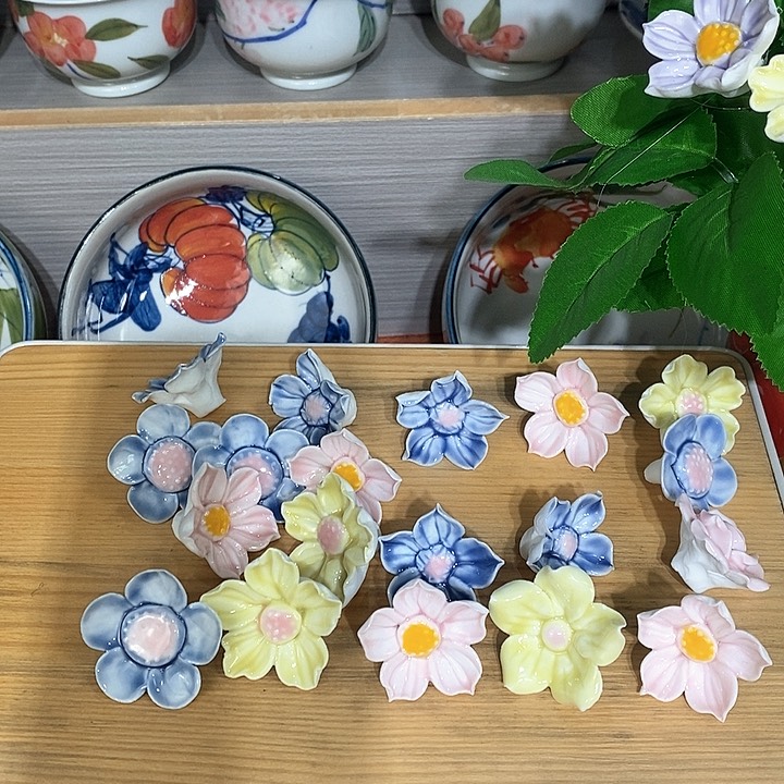 禾泥陶器手工制作陶瓷花摆件10朵