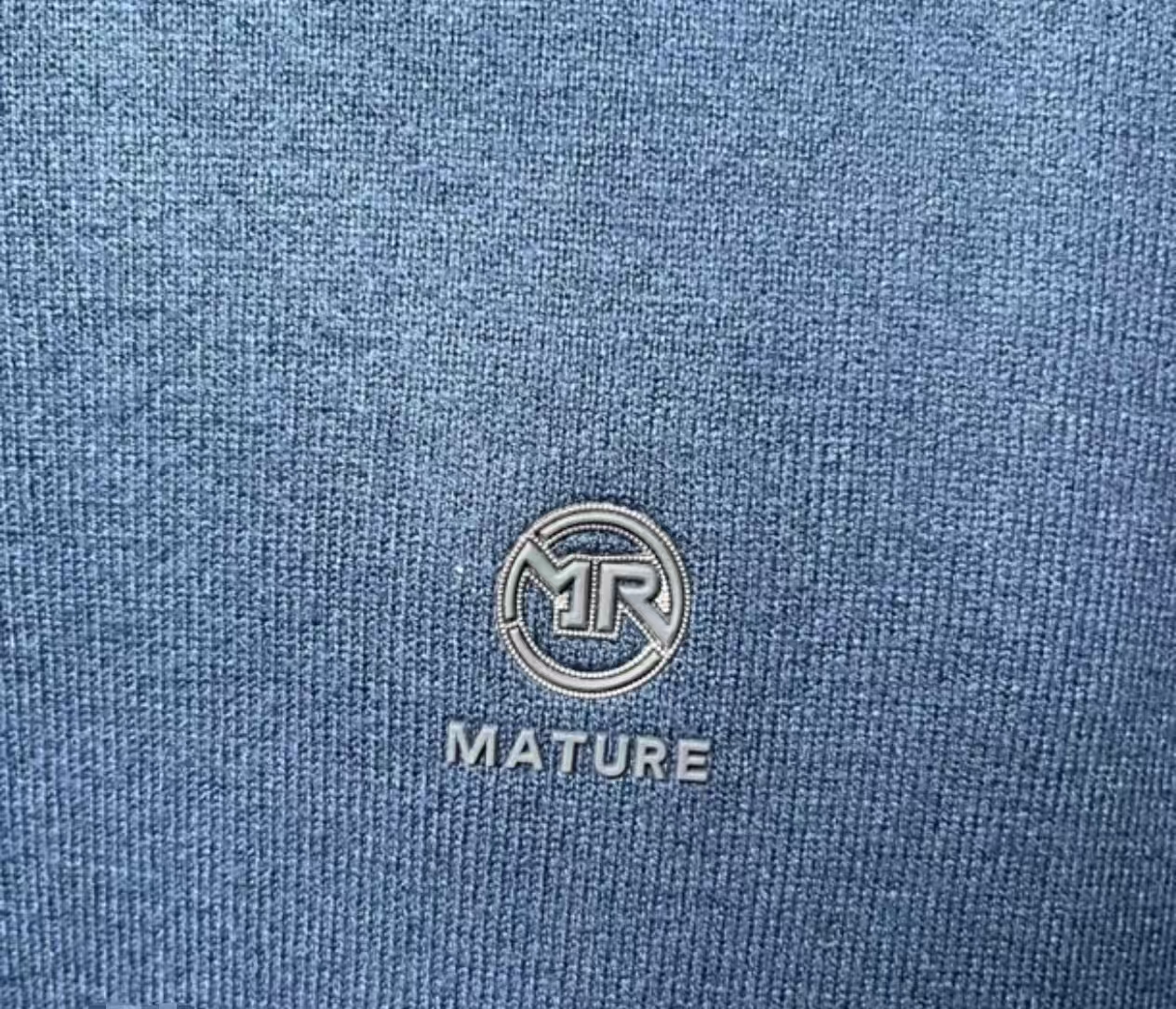 8870撤柜H剪标圆领长袖毛衣针织衫春秋男保暖藏青加绒加厚刺绣标