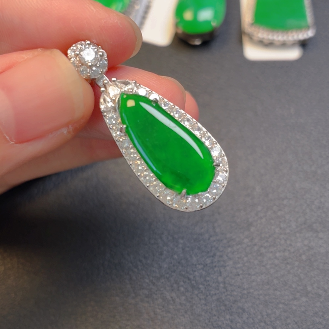 翡翠银S925镶嵌吊坠(不含链)