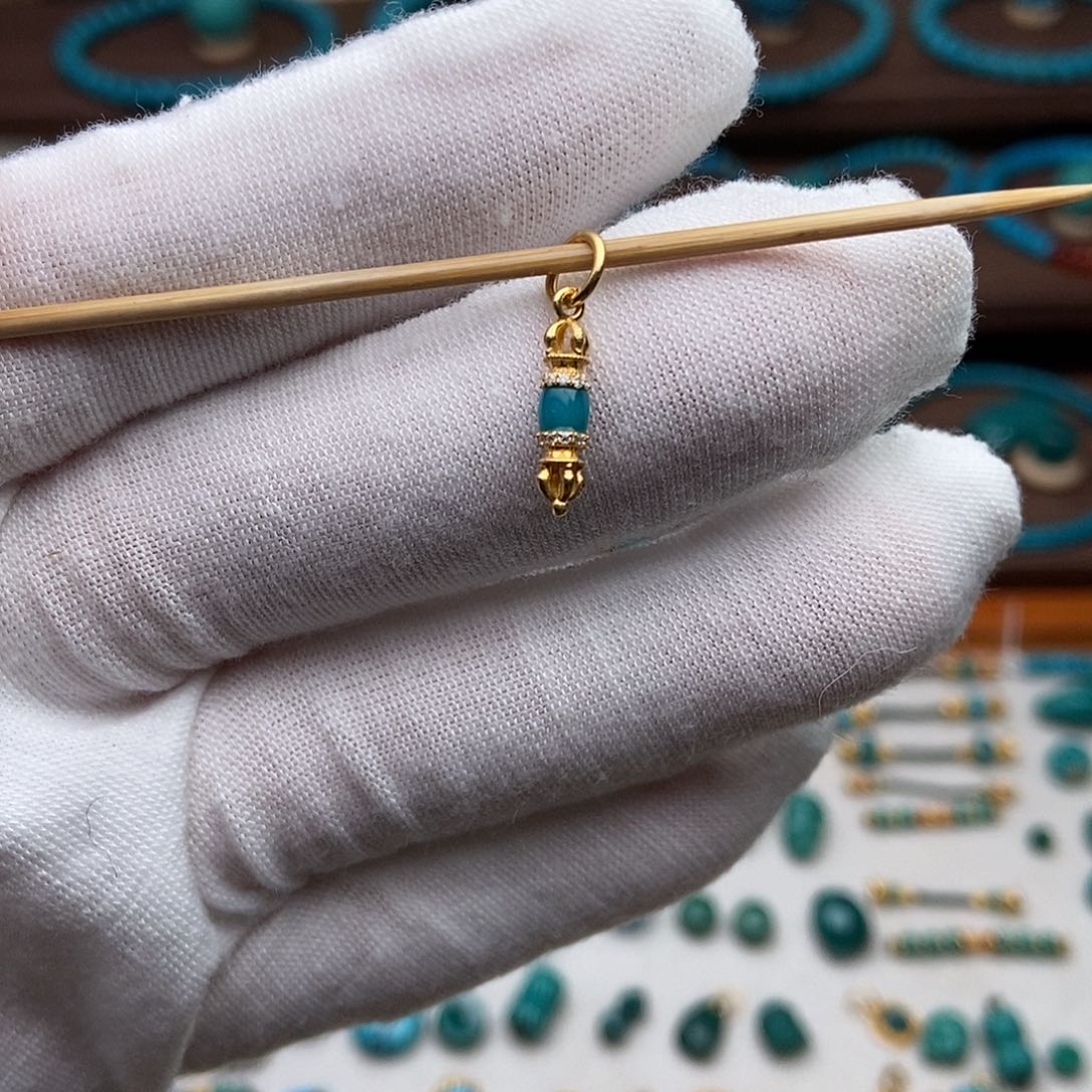 绿松石18K金镶嵌绿松石配饰h