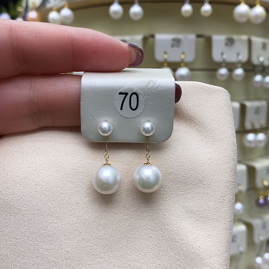 淡水珍珠耳饰18K金镶嵌