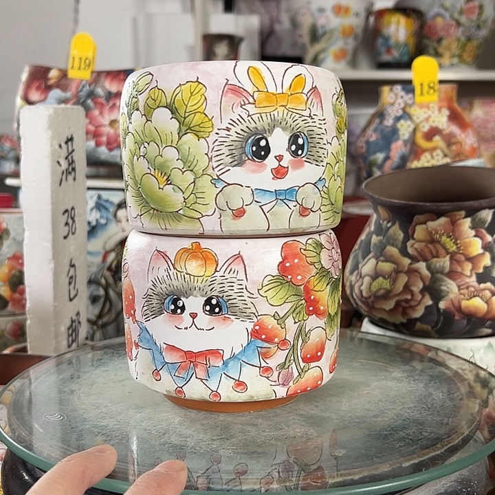 满38包邮 景德镇幸运花盆