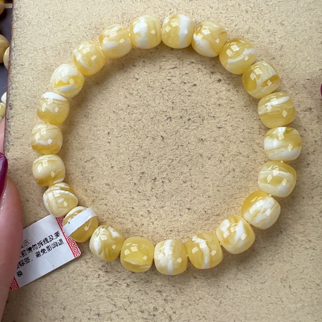 琥珀手链未镶嵌w**l11.7金瓷白