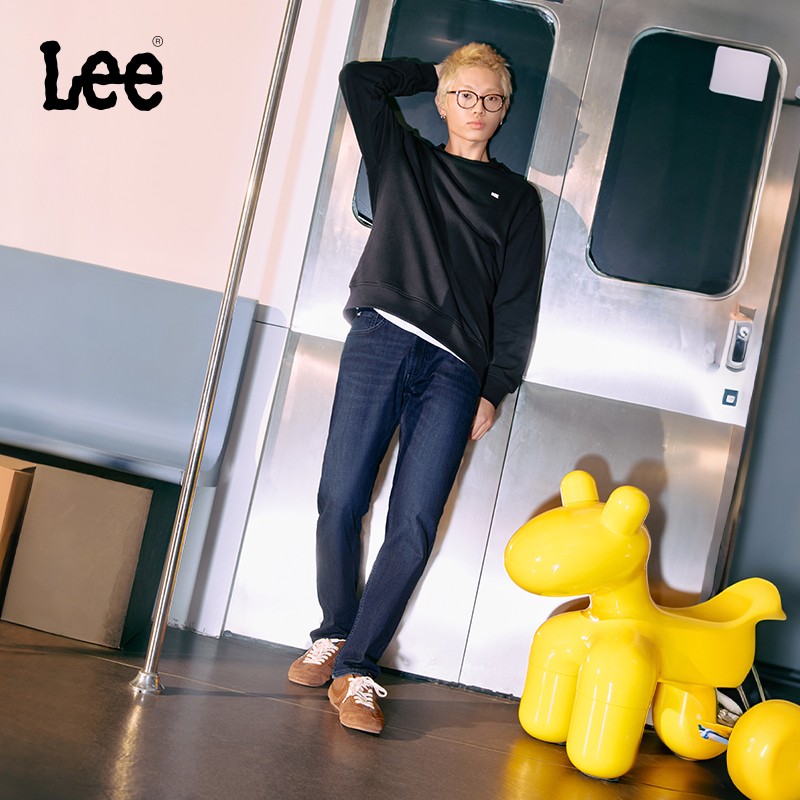 【726磨毛直筒裤-胶片蓝】Lee25冬新标准中腰深蓝色男牛仔裤保暖