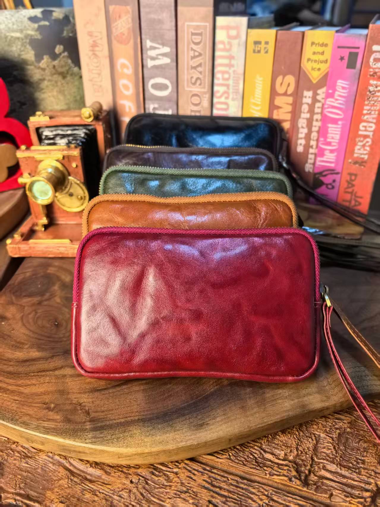 植鞣头层牛皮手拿包手机包真皮手拿包钱包收纳包