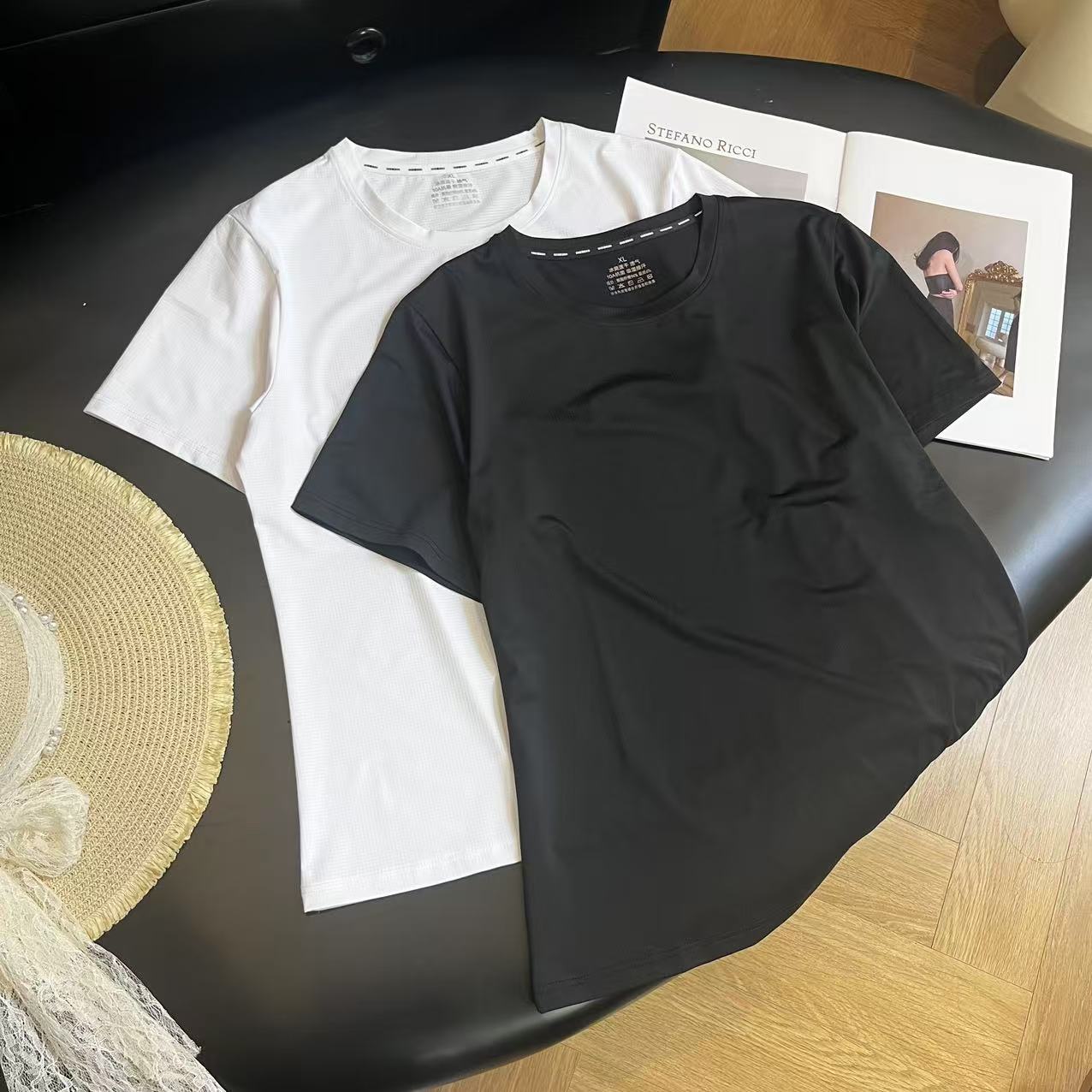 男士夏季冰丝华夫格凉感舒适休闲短袖T恤H7254（卡码拍大）