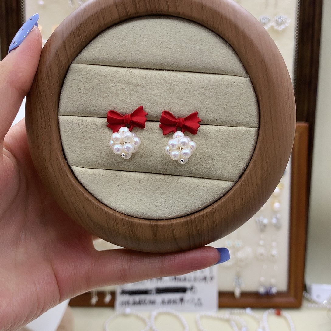 淡水珍珠耳饰银S925镶嵌
