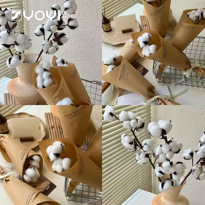 优艺  天然棉花圣诞树装饰干花棉花松枝鲜花花艺DIY搭配材料