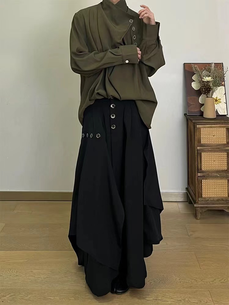 山月SHANYUE复古西裤小众裙裤休闲宽松高级男装显瘦阔腿裤裤子