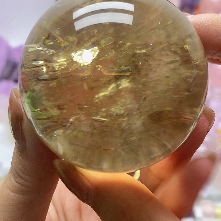 吃***觉眼镜紫晶未镶嵌2黄水晶球