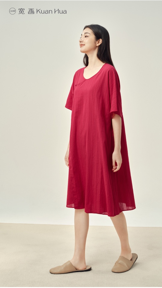 宽画新款新年红色家居裙91957