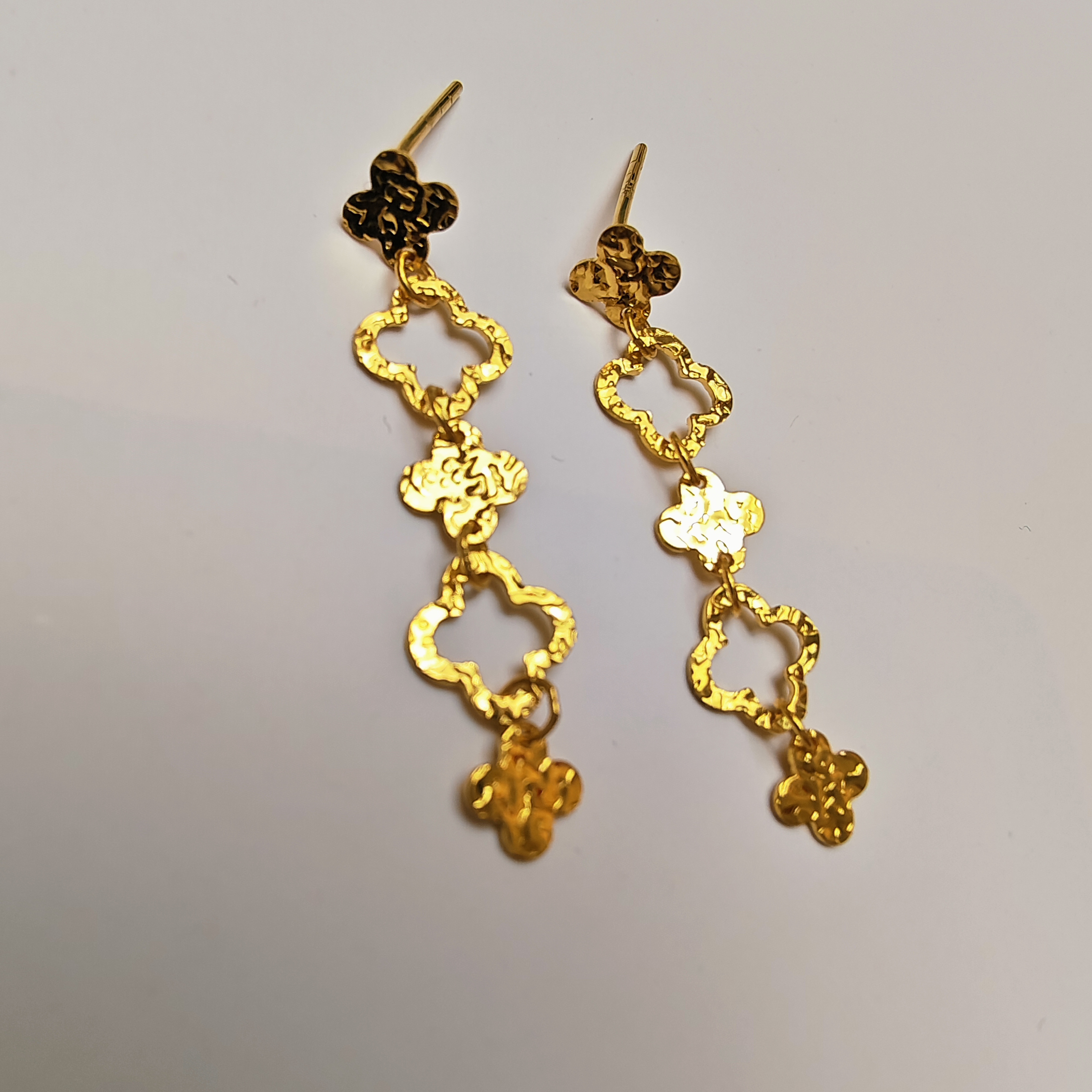 26#足金999 四叶花耳饰