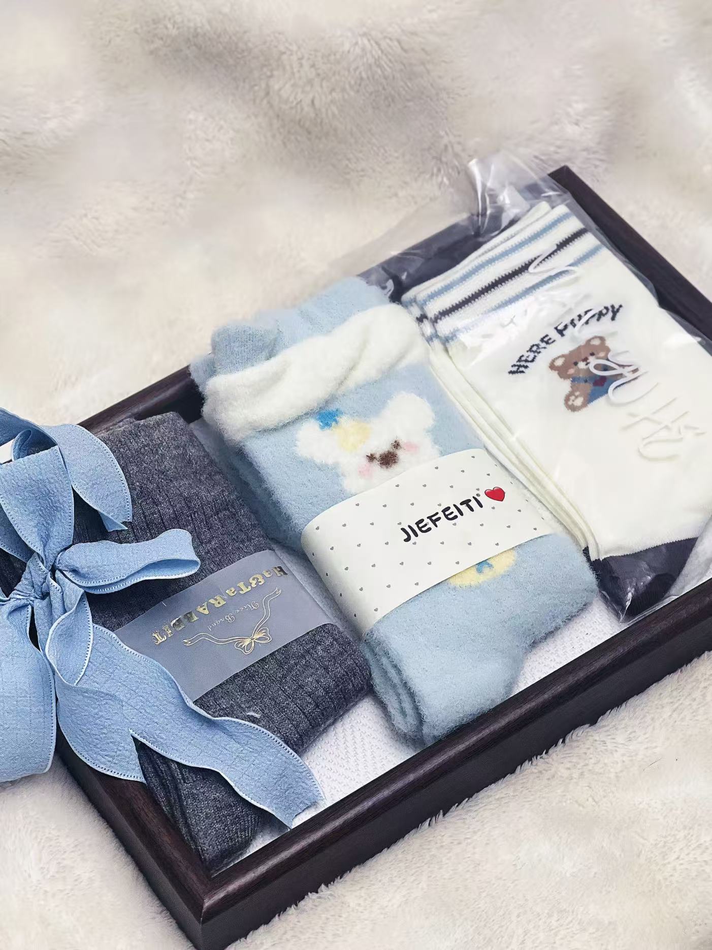 提花厚款保暖印花拼接中筒中筒袜可爱风秋季卡通动漫潮袜