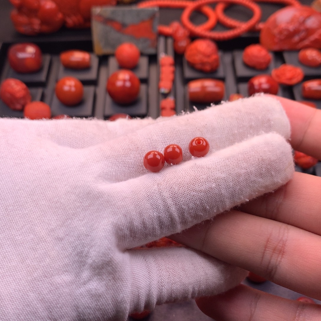 南红玛瑙未镶嵌川料原矿锦红老型单珠7mm+（福利价点关注