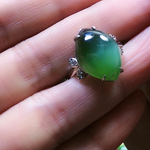 和田玉戒指银S925镶嵌