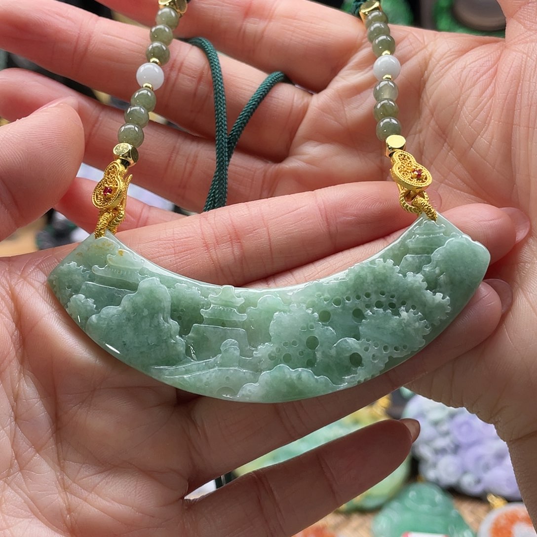 翡翠未镶嵌颈饰代编织