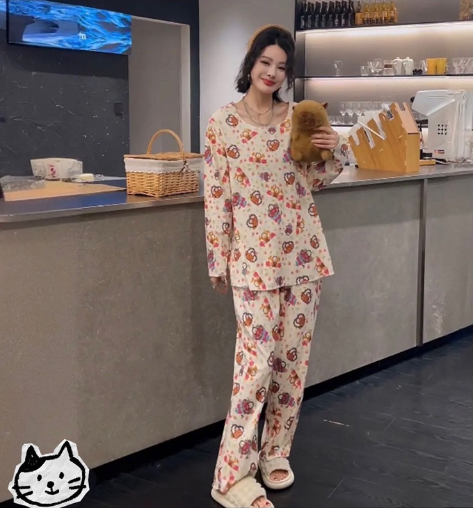 上新价~深圳3910开心加菲猫睡衣套装家居服两件套超舒适大码睡衣
